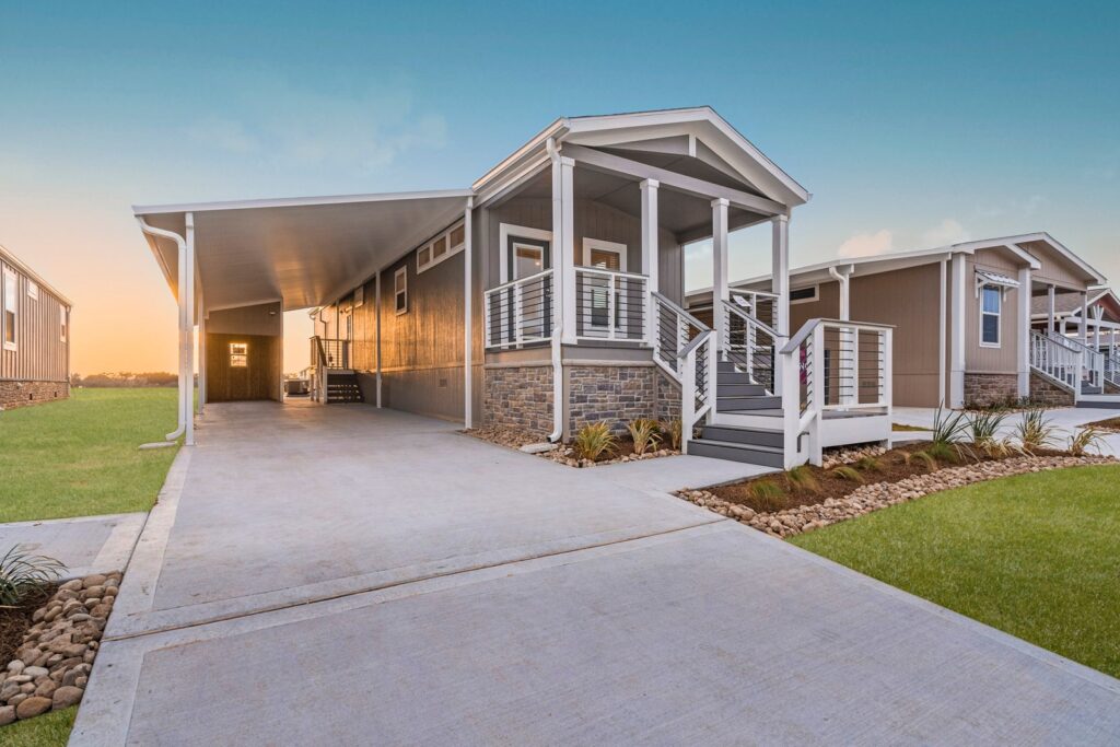 New manufactured homes in a residential community